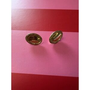 Vintage 14k Solid Yellow Gold Oval Button Earrings With Rope Style Border 4.5 G